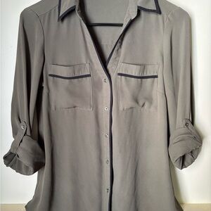 Candie's Olive Blouse with Black Accents